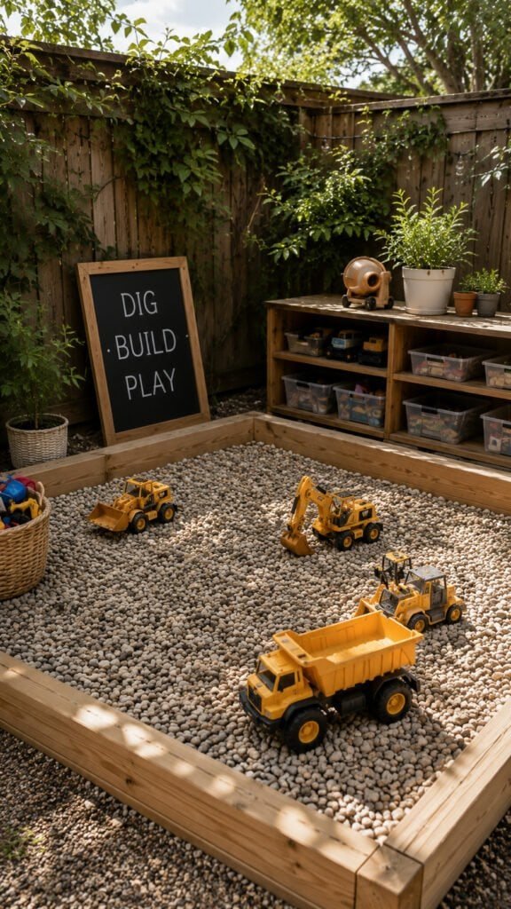 Playful backyard construction zone for kids