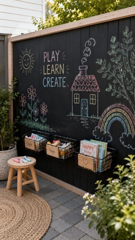 Playful learning corner with chalkboard art