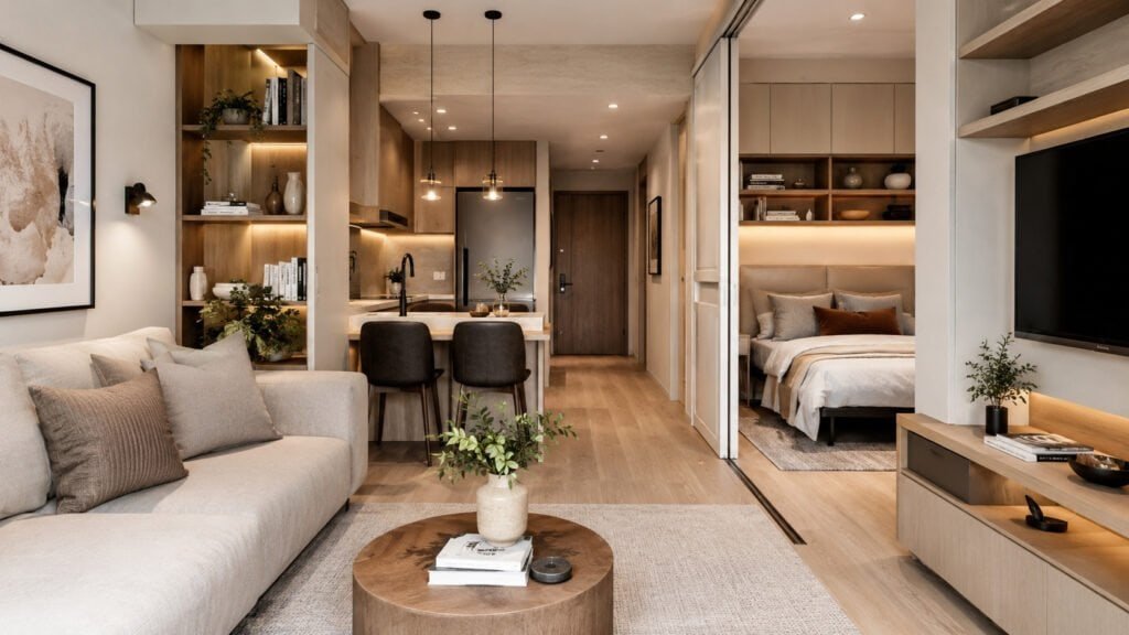 Scandinavian-inspired open-plan living space