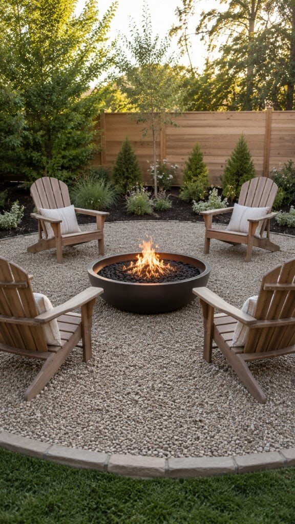 Serene backyard patio with fire pit