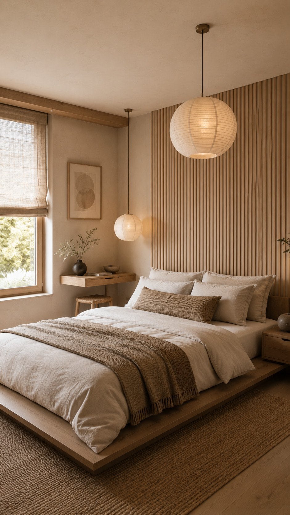 Serene minimalist bedroom in neutral tones