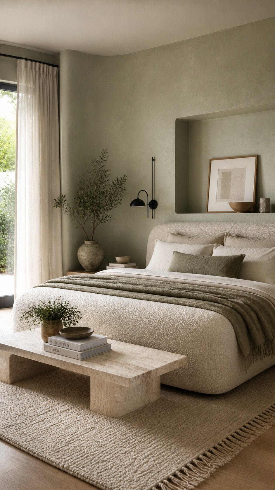 Serene minimalist bedroom with natural light