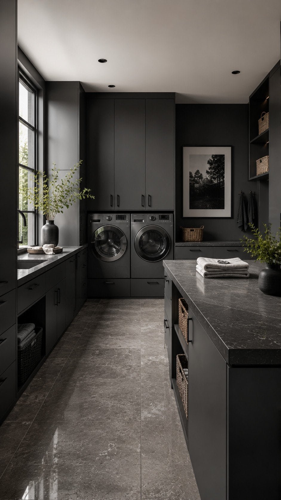 Sleek modern laundry and mudroom design