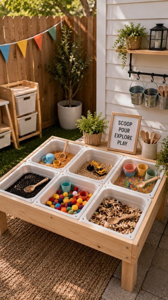 Sunny sensory play area outdoors