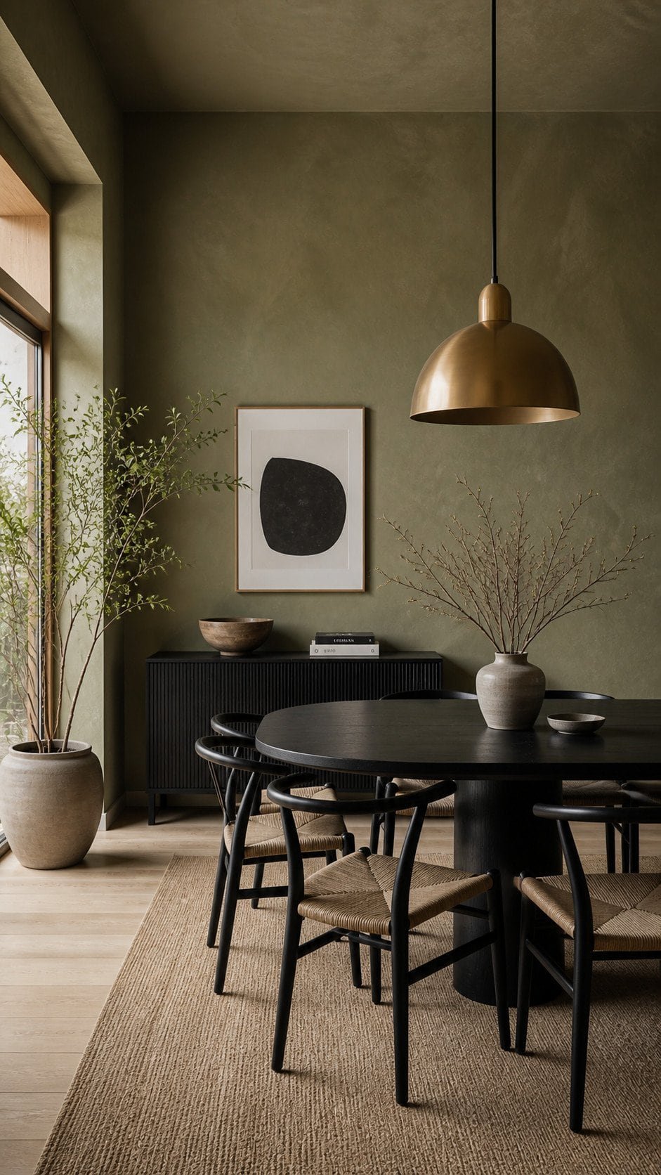 Peaceful modern dining room interior