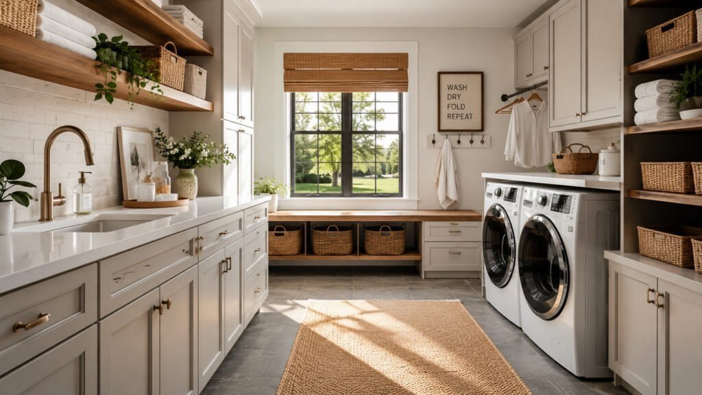 Bright and airy farmhouse laundry room