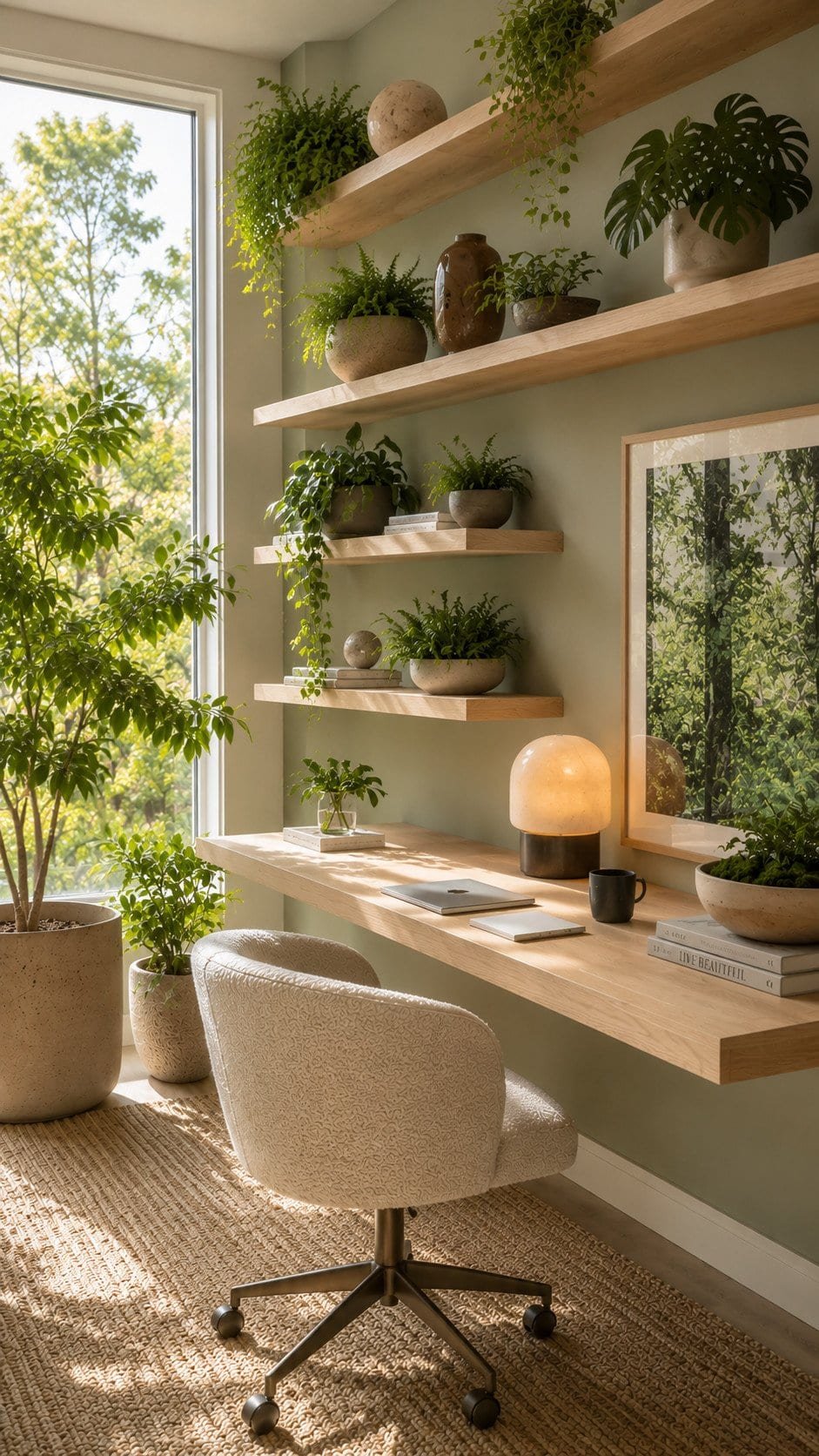 photorealistic biophilic home office