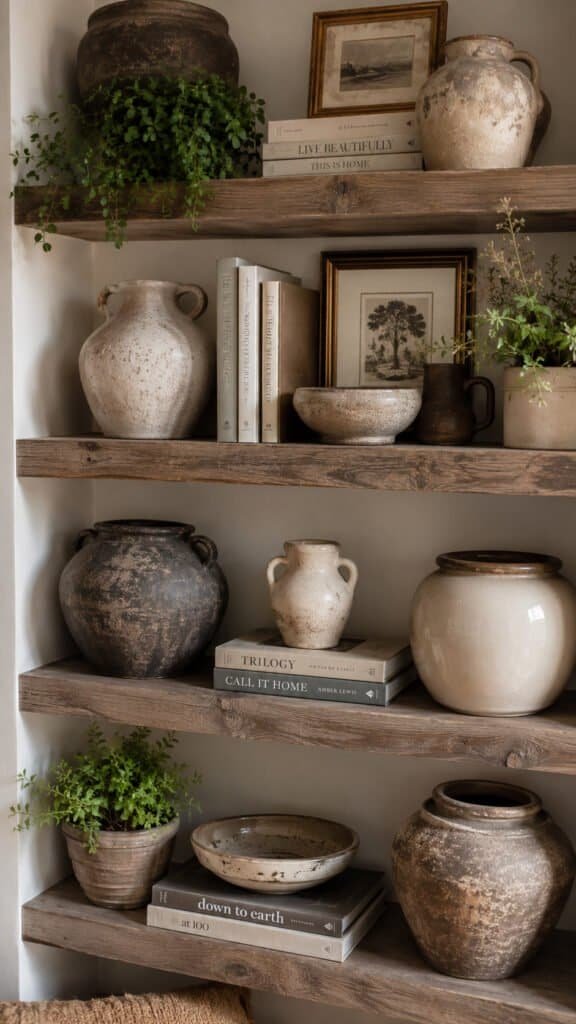 vintage pottery and plants
