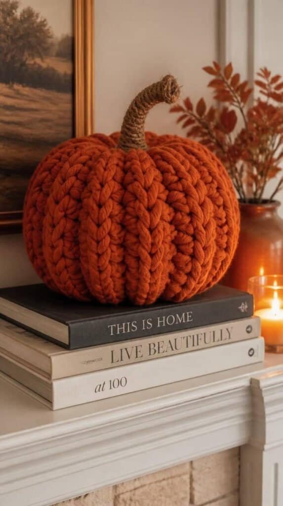 Chunky bulky yarn crochet pumpkin, large size