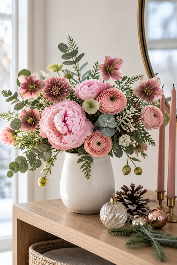 pink winter decor ideas - 7