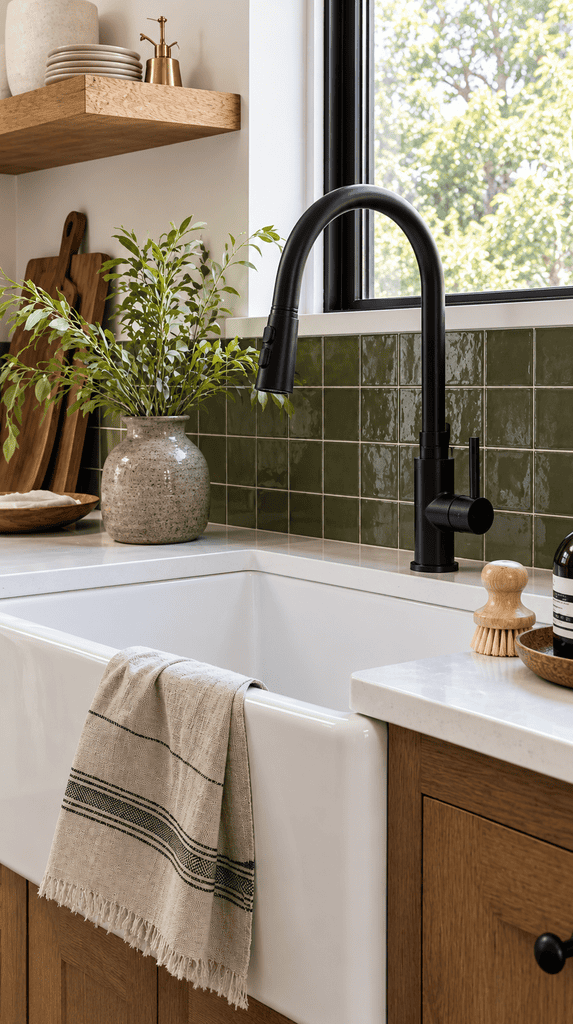 Matte black gooseneck kitchen faucet upgrade, an easy renter-friendly DIY with big impact