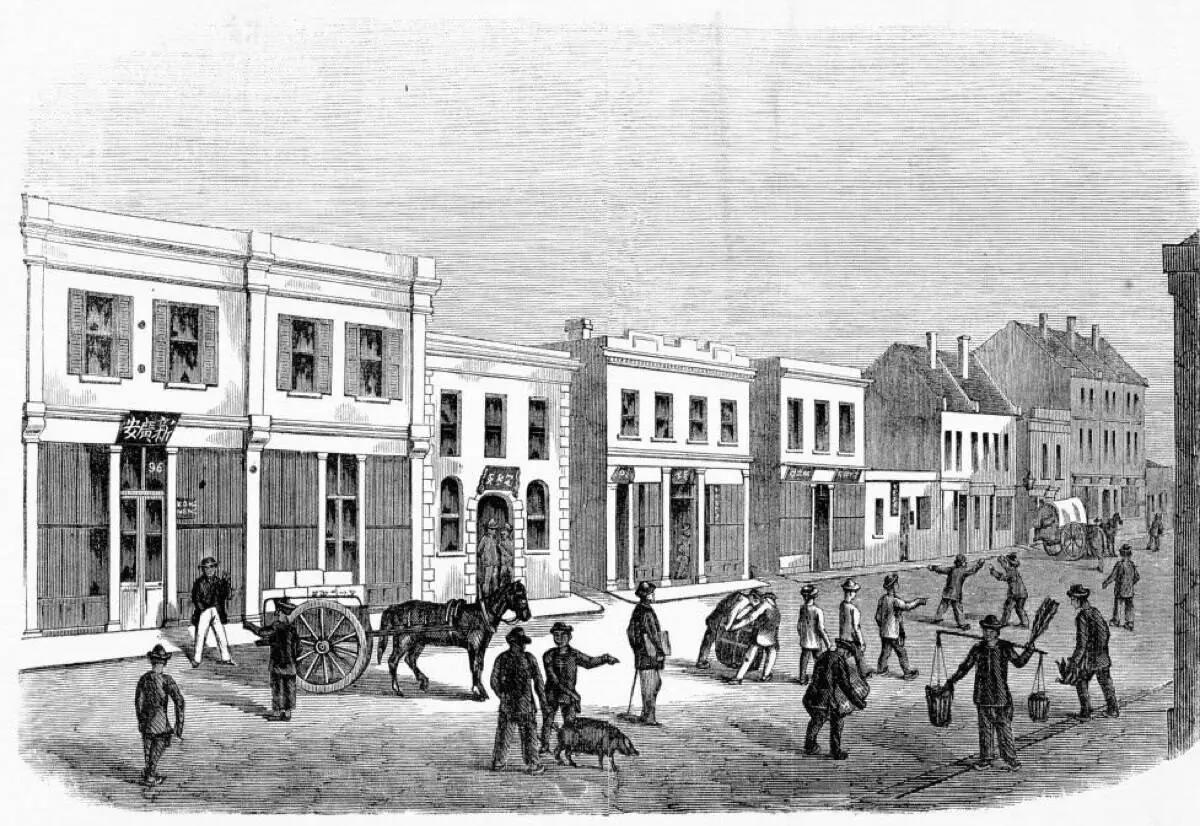 Melbourne's Chinatown in the gold-rush era, the community where Taishan-born Louis Ah Mouy became the first Chinese resident of the city