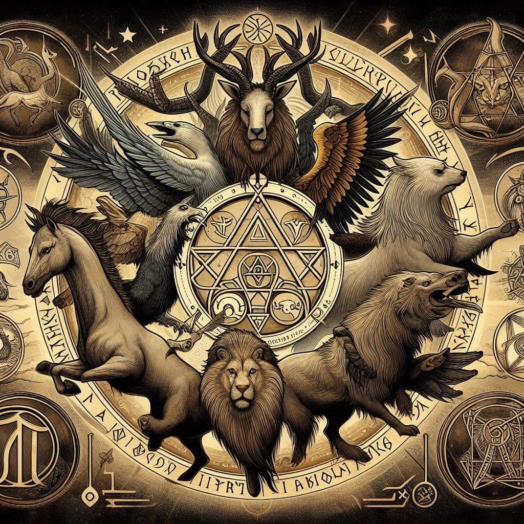 A Guide to Norse Animal Symbolism (Norse Mythology) An illustration showcasing Viking animals including wolves, horse bears, and symbolizing strength, wisdom, and courage in Norse mythology.
image used for the article A Guide to Norse Animal Symbolism (Norse Mythology)
