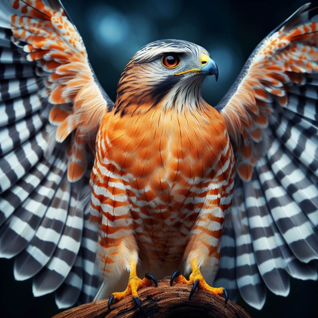 Red-Shouldered Hawk Symbolism: Spirit Animal, Totem, Dreams An image of a majestic red-shouldered hawk embodying the spirit of a divine messenger with its powerful presence and keen gaze, symbolizing guidance, intuition, and spiritual connection.