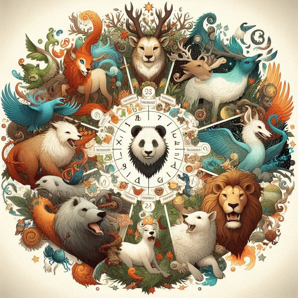 A colorful chart displaying spirit animals assigned to each birthday. The chart is organized by date and includes a wide variety of animals, each representing specific personality traits and characteristics associated with individuals born on that day. Examples include the owl symbolizing wisdom for those born in late November and the lion representing courage for July birthdays. The chart is detailed and visually appealing, serving as a guide for understanding the spiritual significance and symbolism linked to one's birth date.