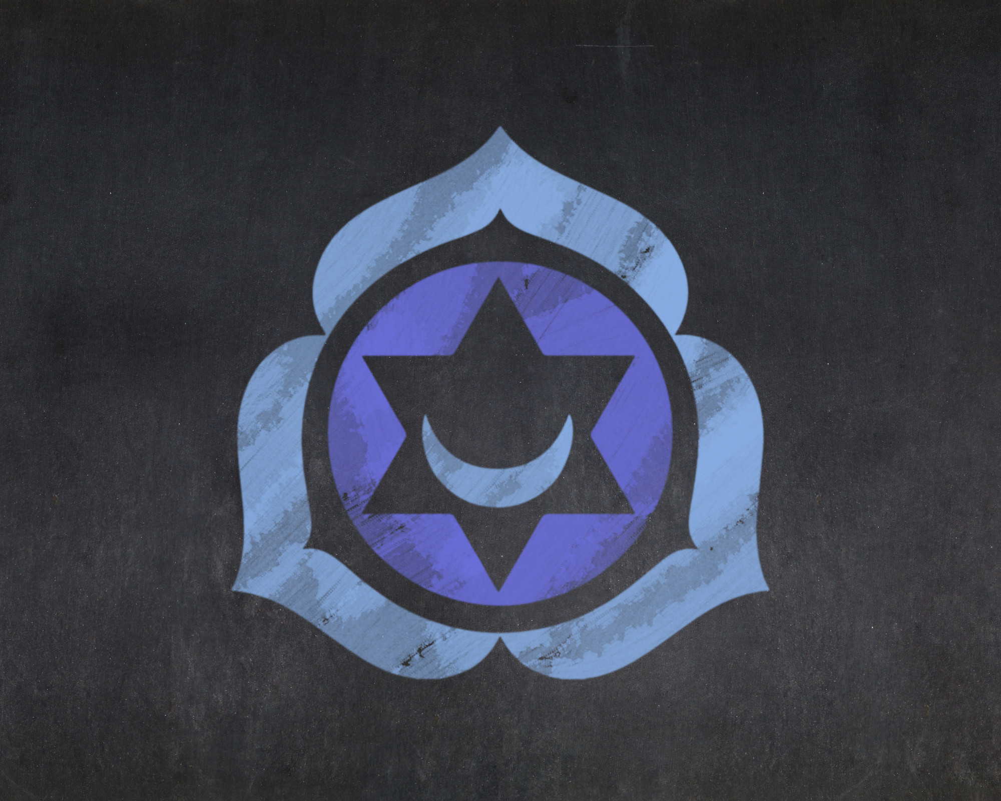 Stylized Third Eye Chakra (Ajna) symbol in shades of indigo and blue against a dark background, featuring the lotus petals and downward-pointing triangle.