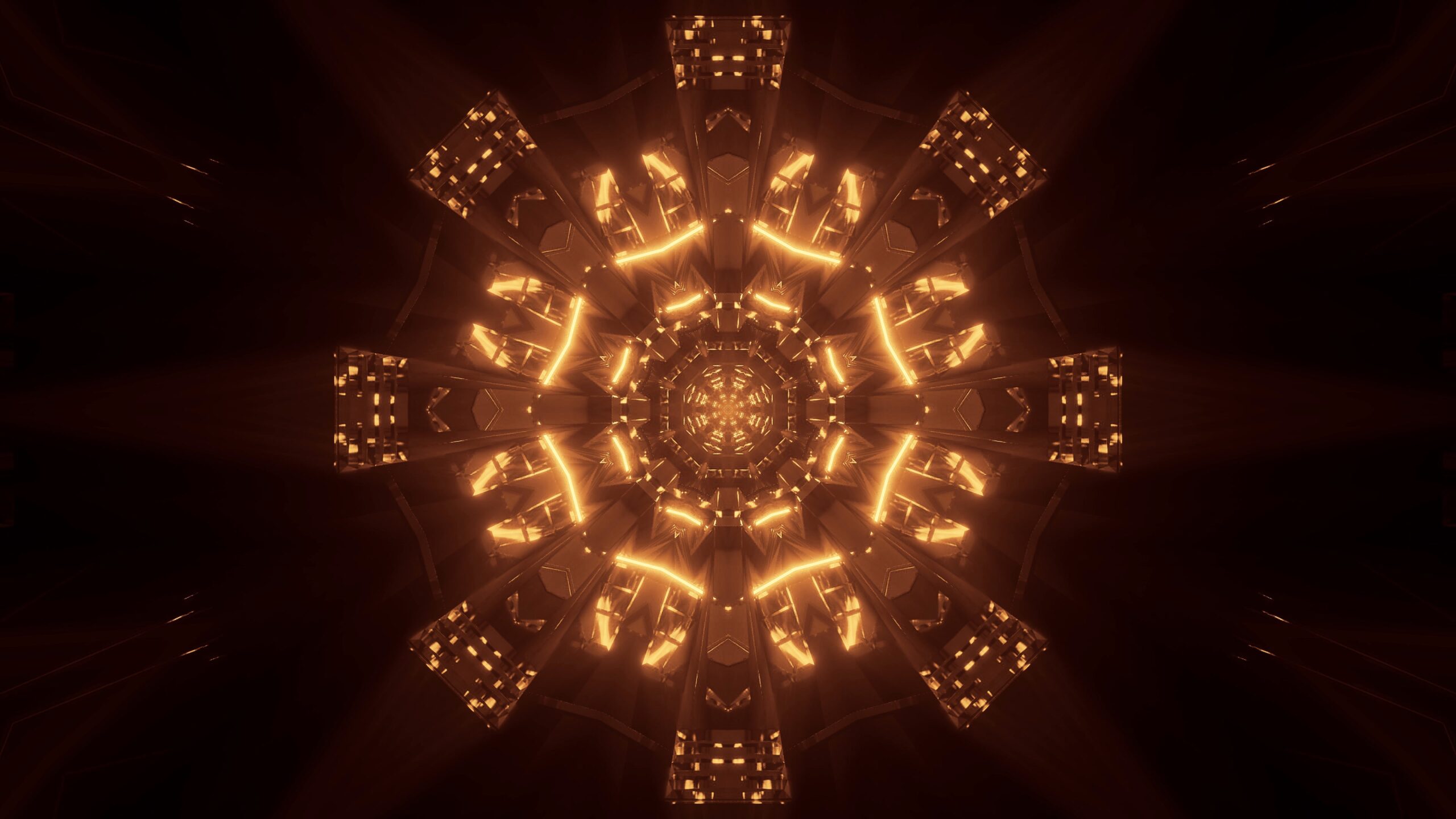 A cosmic background with golden laser lights - perfect for a digital wallpaper
