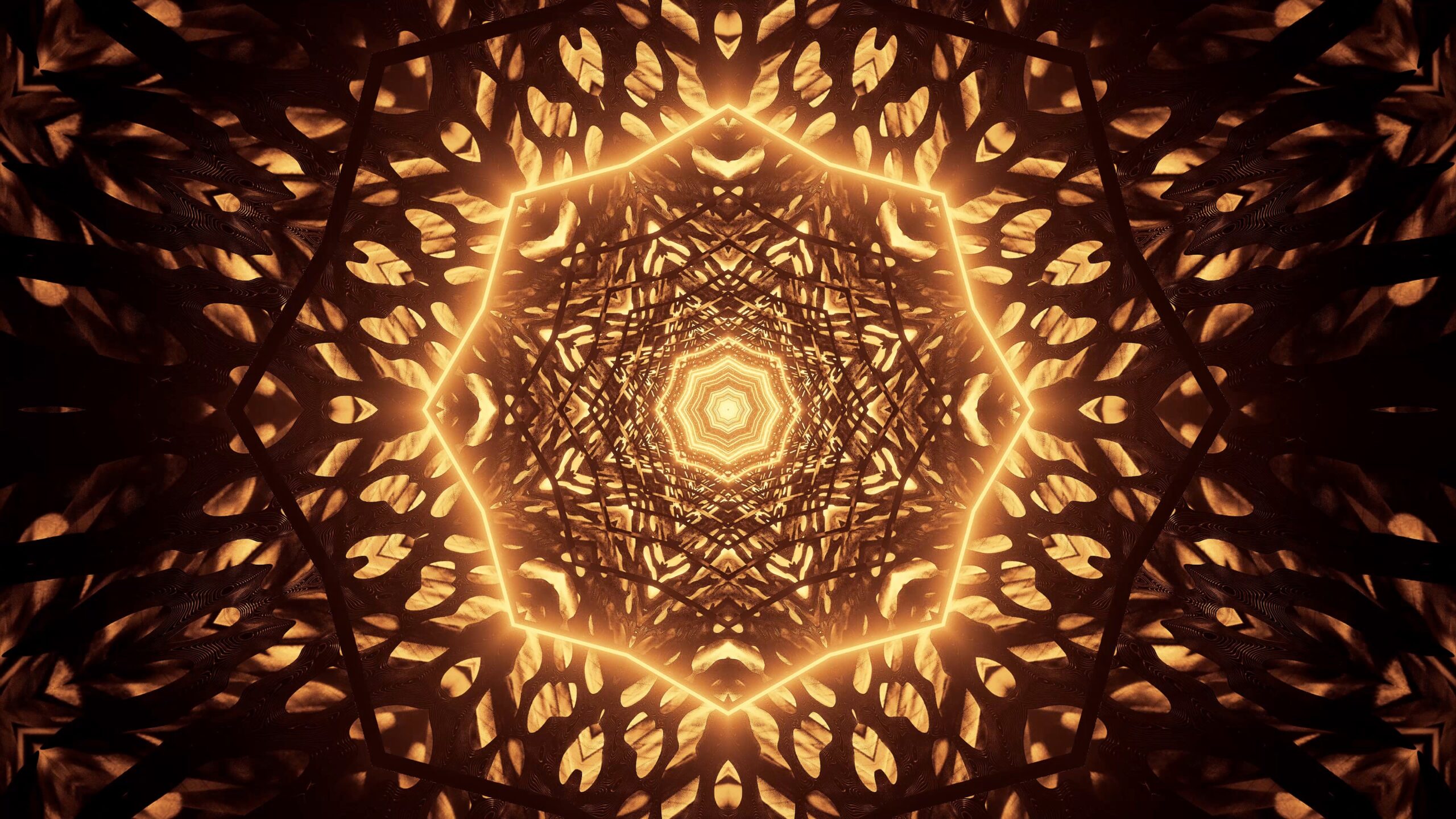 A cosmic background with golden neon laser lights - perfect for a digital background