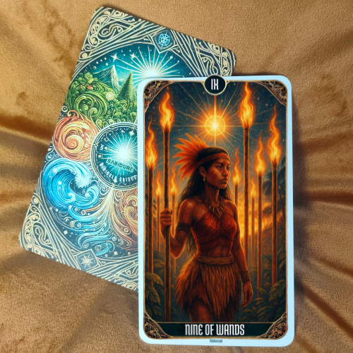 9 of Wands Tarot Card Meaning - Minor Arcana Tarot Card Meanings 9 of Wands tarot card meaning shown in the reversed position, representing burnout, self-doubt, exhaustion, and questioning whether the fight is worth it.