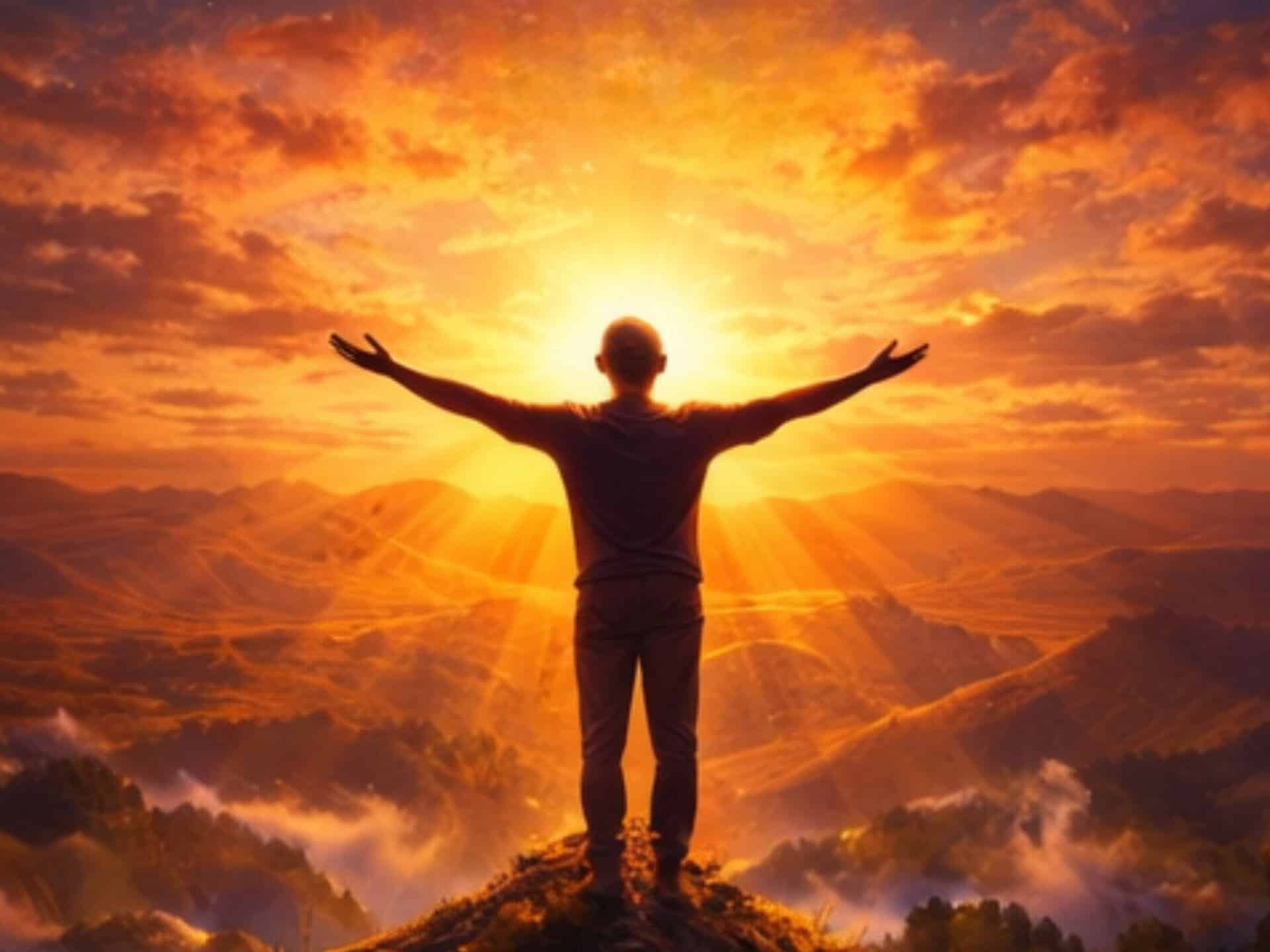 Meaning of 888 Angel Numbers Meaning of 888 angel numbers shown through a person standing on a mountain embracing growth, success, and new opportunities