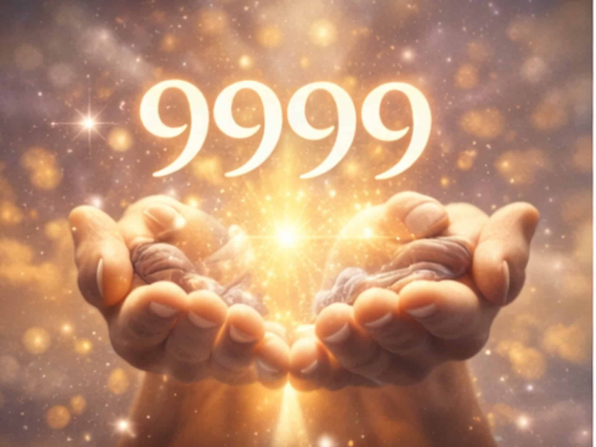 Angel Number 9999 Meaning: The End of a Cycle and the Beginning of Your Soul’s Next Chapter Angel number 9999 meaning shown as glowing light held in open hands symbolizing spiritual release, transformation, and new beginnings