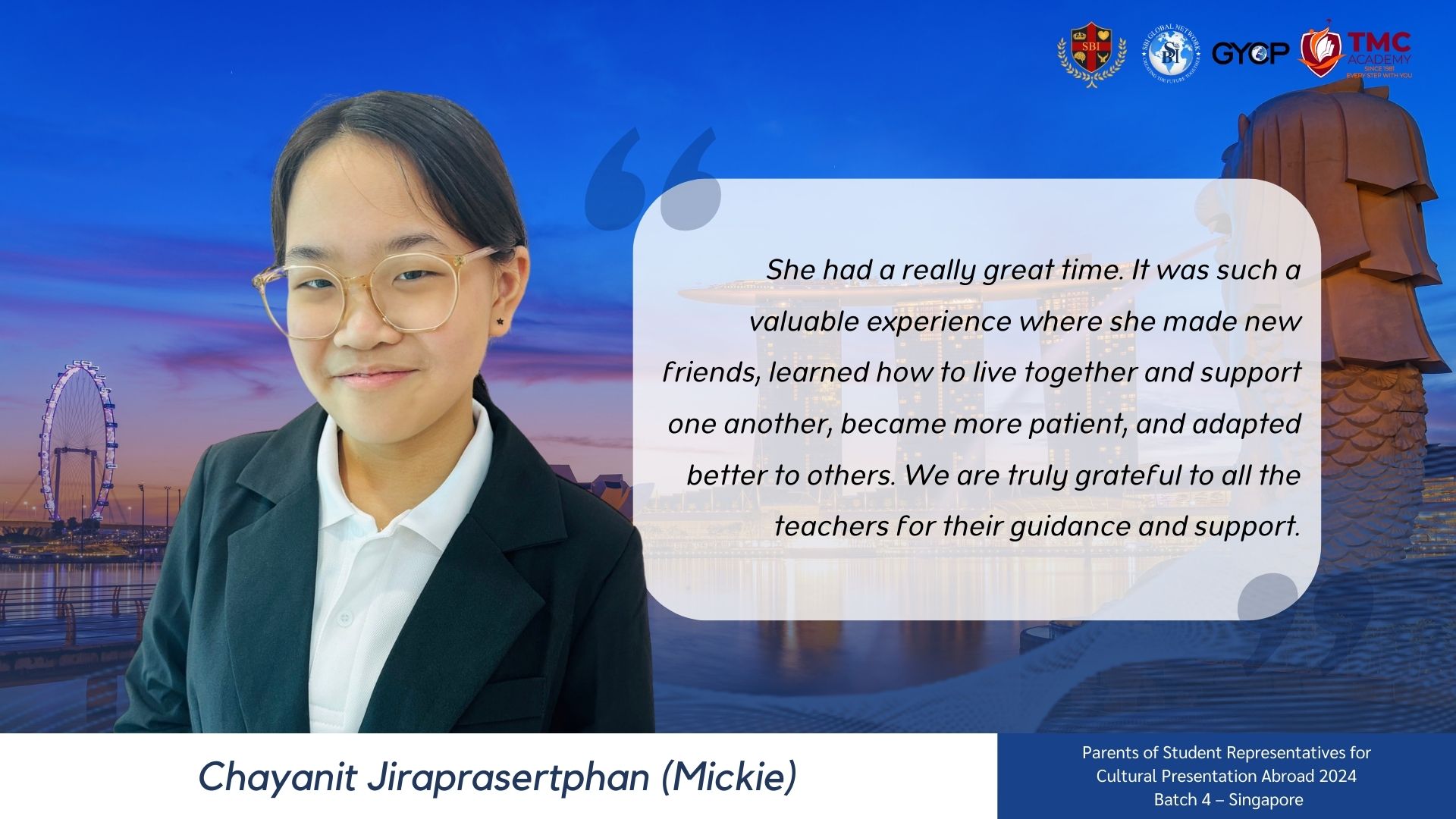 ครูและนักเรียนจากสิงคโปร์ใกล้ชิดและสร้างความสัมพันธ์ในโครงการ SBIGlobalNetwork.