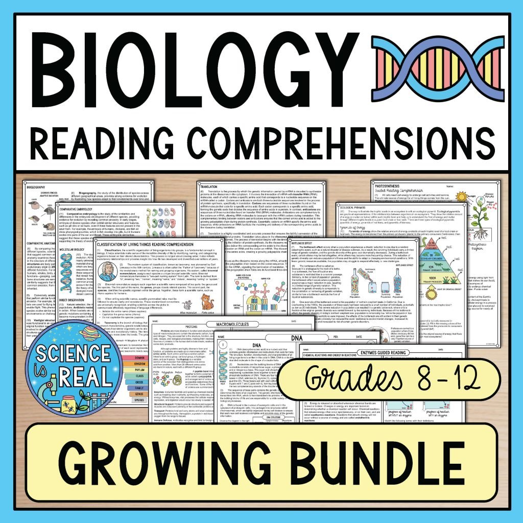 biology reading comprehensions