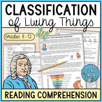 classification of living things reading comprehension