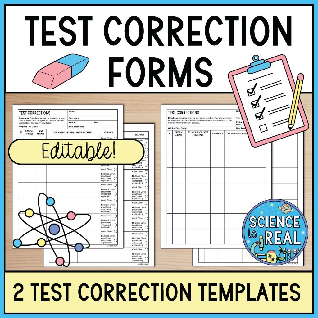 test correction form