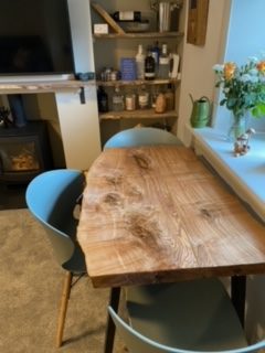 A solid elm live edge table - customer work from Scottish Wood
