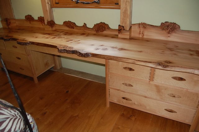 Live edge top and back board on two chests of drawers - customer work