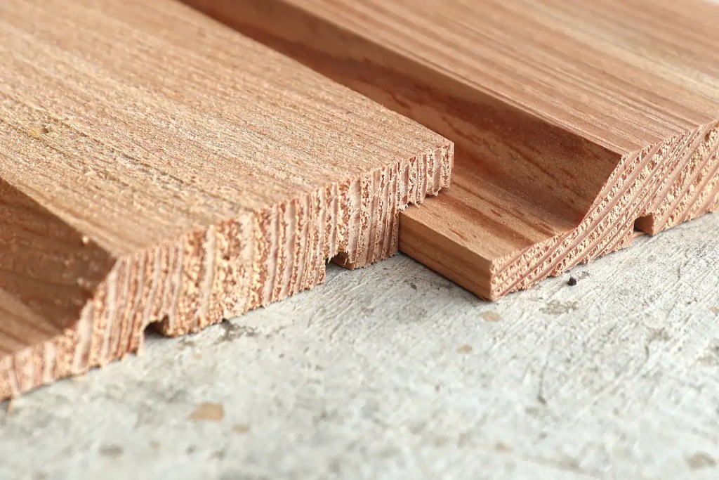 Detail shot of shiplap cladding samples