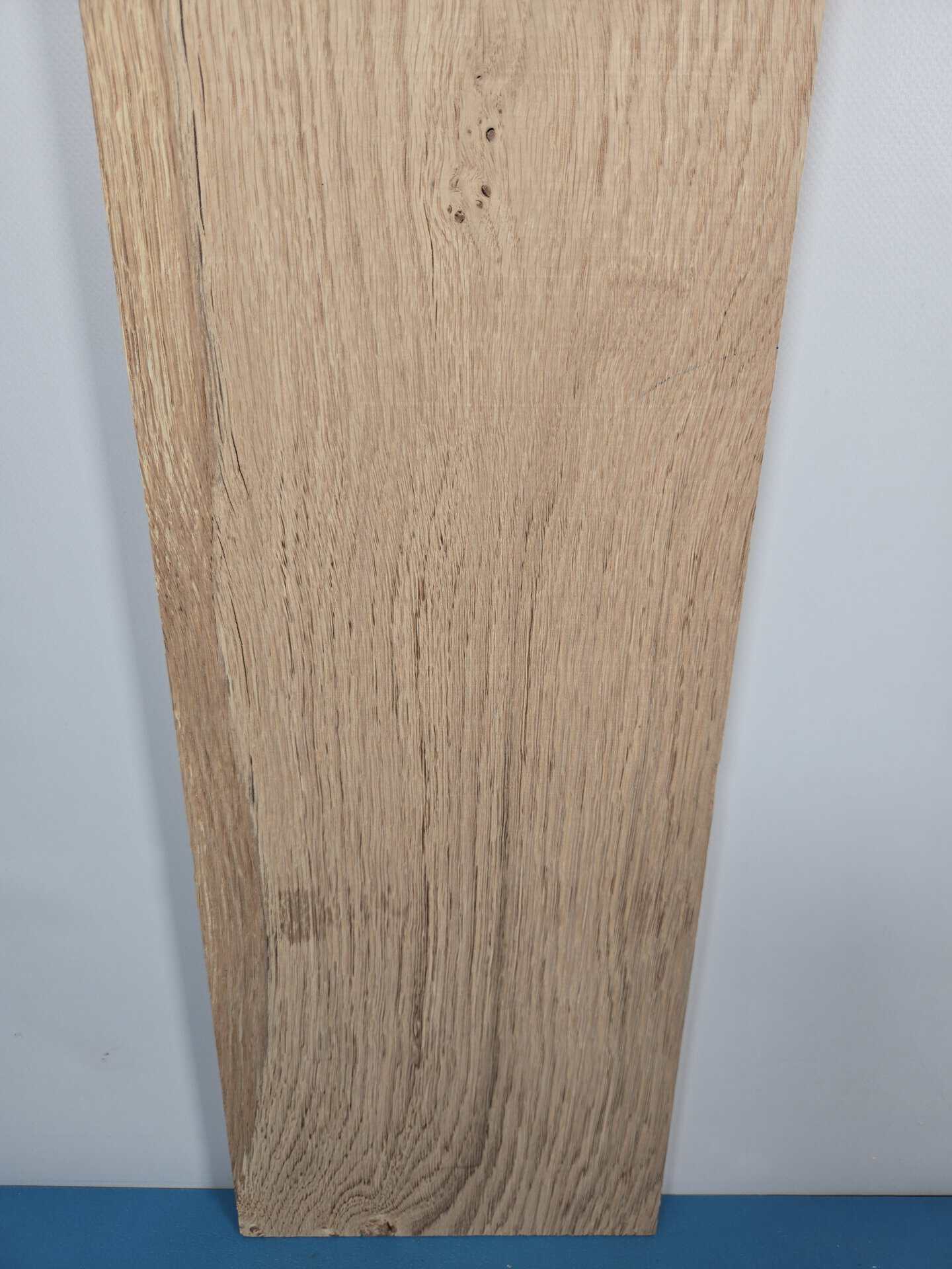 Scottish oak offcut with live and waney edges, kiln-dried, square profile.