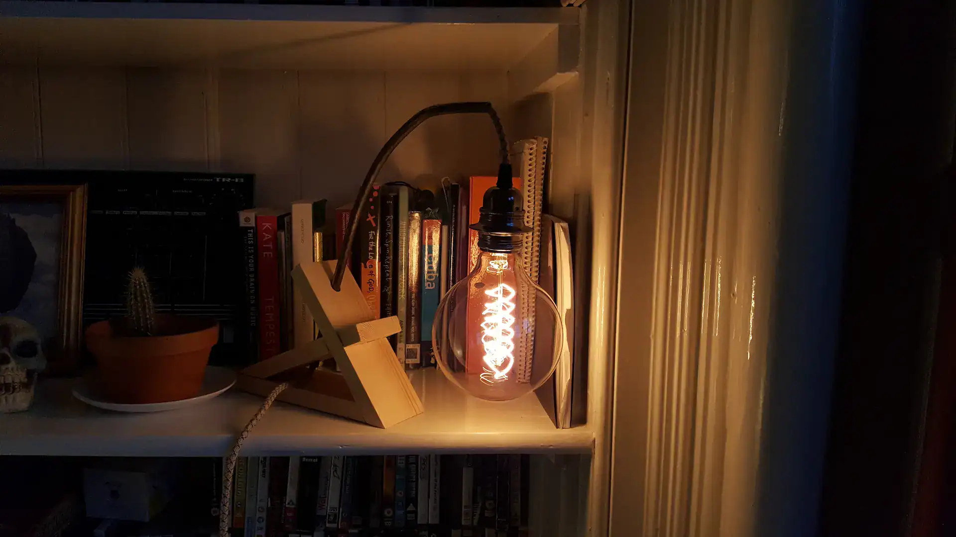 A DIY crafted wooden lamp