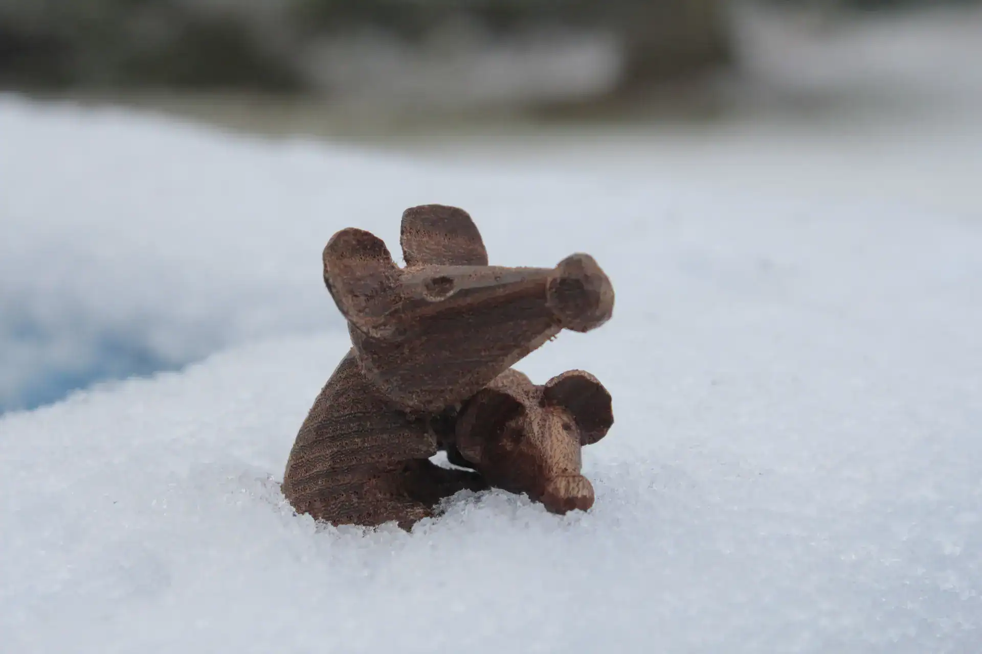 Small wood carving of two mice, carved from Scottish Elm by Alba Woodcrafts, with timber from Scottish Wood