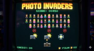 Photo Invaders arcade game screen