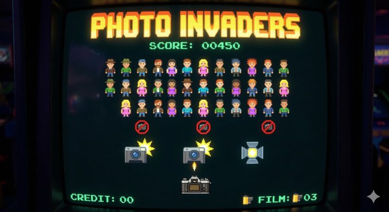 Photo Invaders arcade game screen