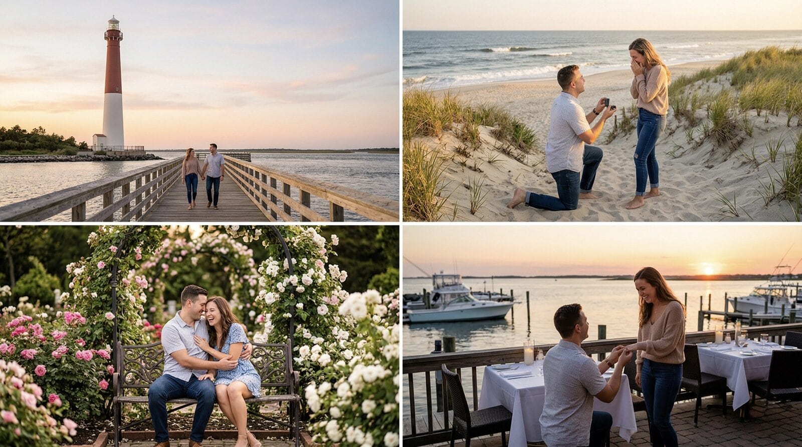 Couple's romantic proposal montage.