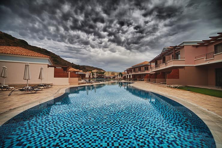 image showing open pool in cloudy weather