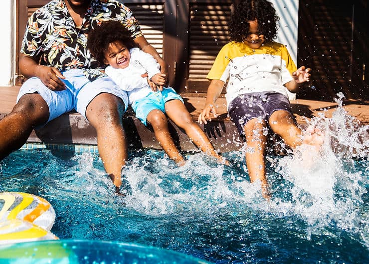 kids playing in pool