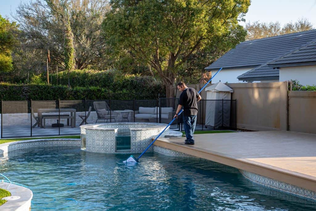 Pool being skimmed so stains dont occur