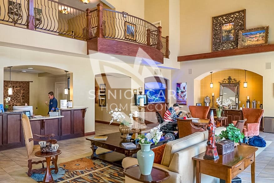 Beautiful, bright lobby at at Lantern Crest Senior Living