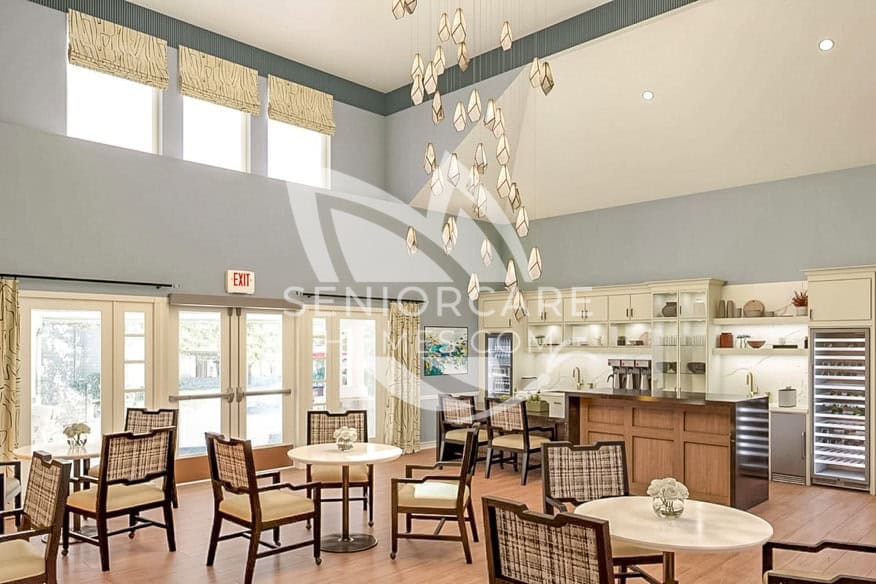 Welcoming, bright bistro lounge area at Sunrise Danville