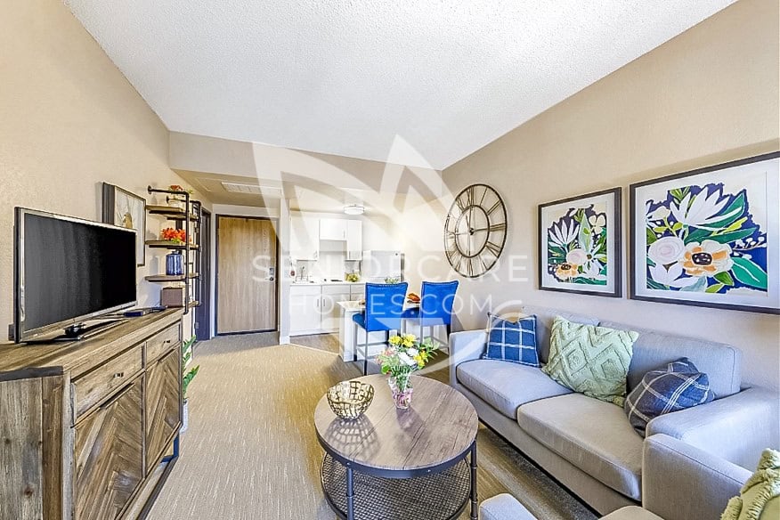 Beautiful, private bedroom living room area at Brookdale Uptown Whittier