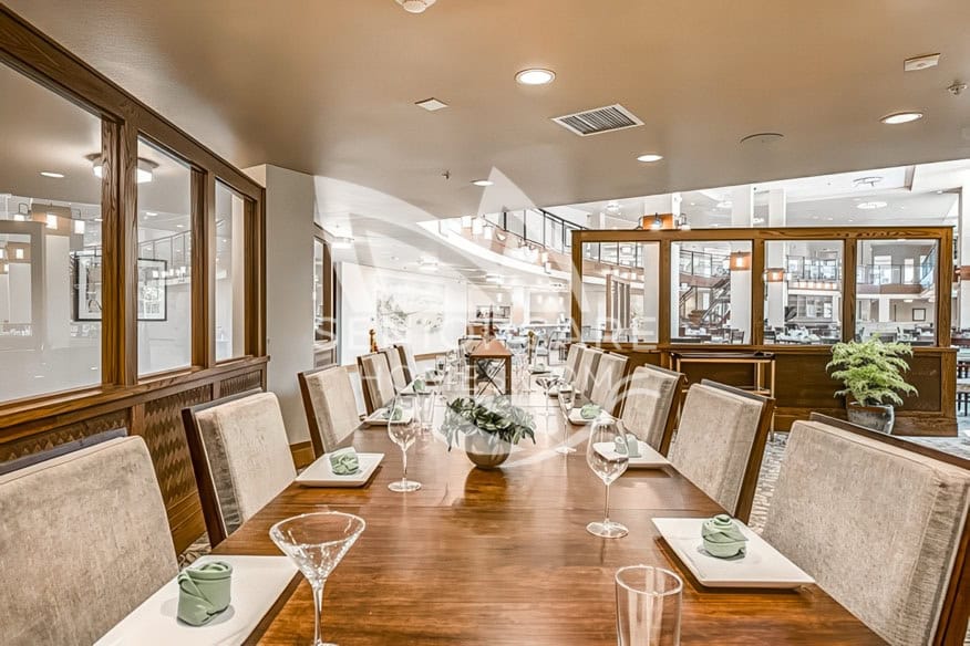 Beautiful modern dining area at Merrill Gardens Rancho Cucamonga
