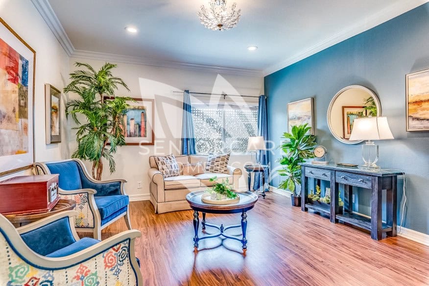 Private suite living room at Astoria Park Pasadena
