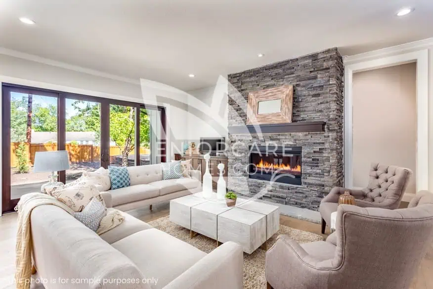 A lovely Senior Living Community Living's Room and Fire Place