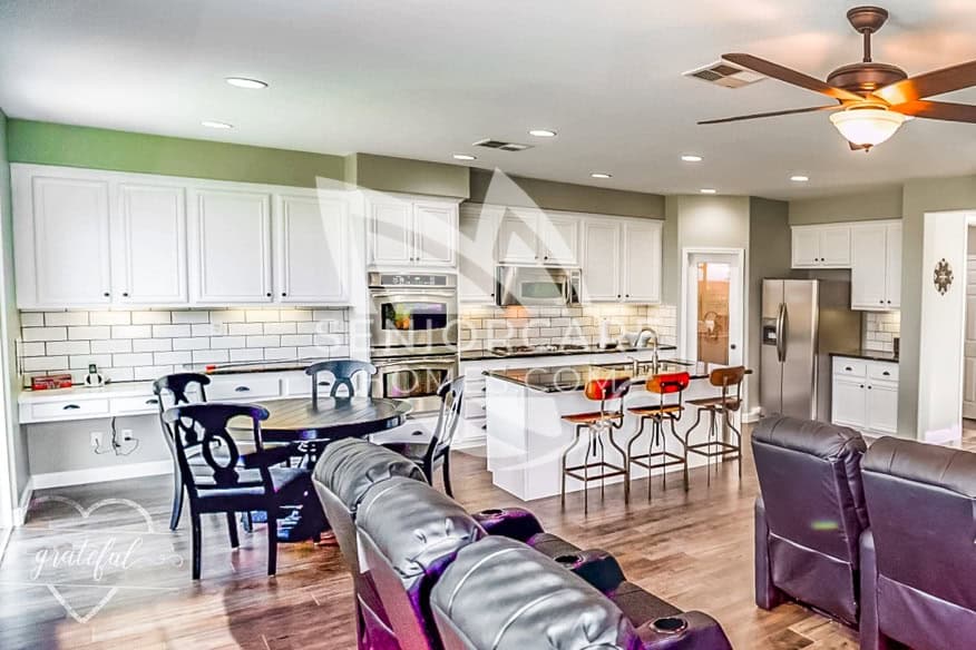 Bright, modern family room at Grateful Heart Home Care