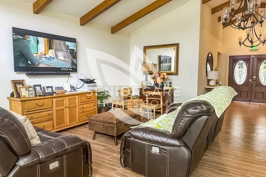 Bright cozy living room and couch at Devonshire Cottage