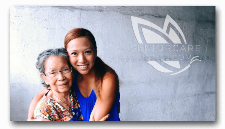 Kate Allado embracing her grandmother, Angelina